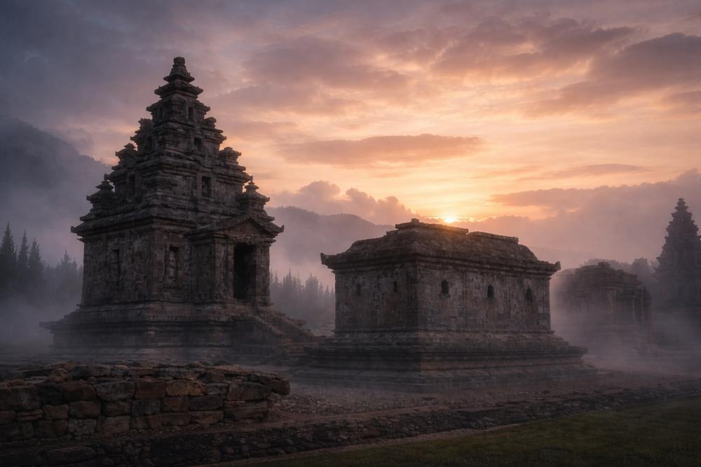 Di HYANG, DIENG - Saat Senja Menjadikan Candi Sebagai Gerbang Dunia Para Dewa
